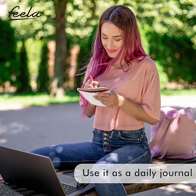 16 Pack Soft Cover Journal Bulk, Feela Lined Notebooks College Ruled for Work for Women Girl Writing, Blank Travel Journal Note Taking Notebook School Business Supplies, 8.2” x 5.5”, A5, Berry