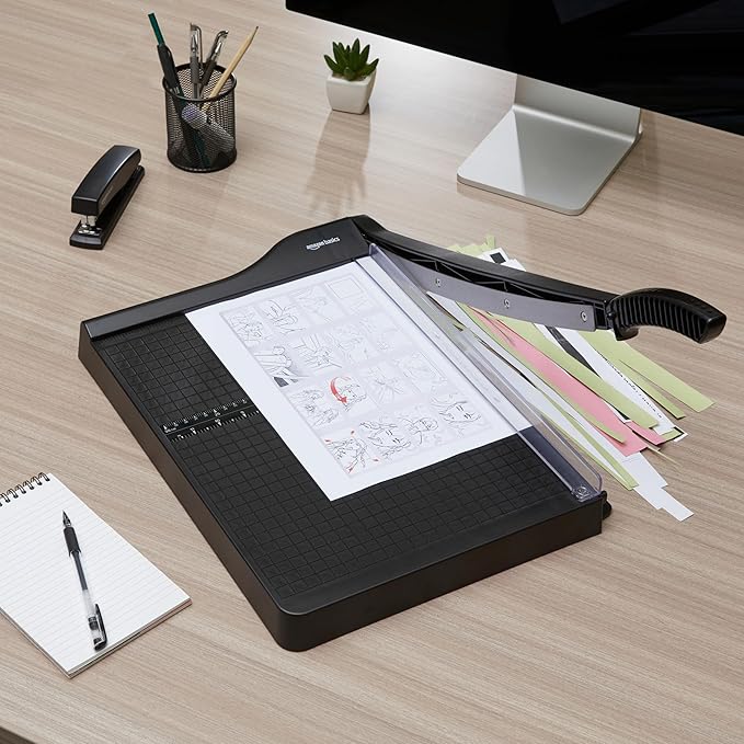 Amazon Basics Paper Trimmer Cutter for Office and Crafts, Heavy-Duty, Portable Paper Slicer, 12-Inch, 10-Sheet Cardstock