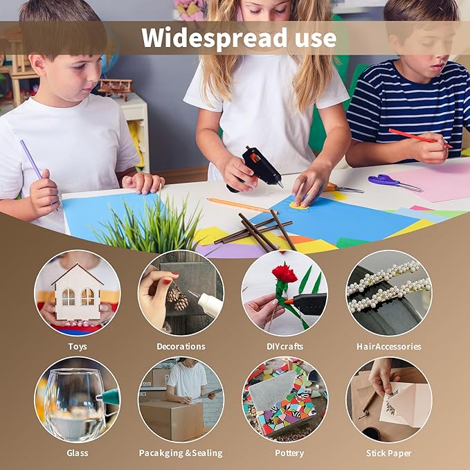 MATUFF Brown Hot Glue Sticks Mini 0.27" x 5.9 inches, Hot Melt Mini Colored Glue Sticks for All Temperature Mini Glue Guns, for DIY Craft Arts and Wedding Cards, Stamp Sealing, Bulk hot Glue 60 Pack