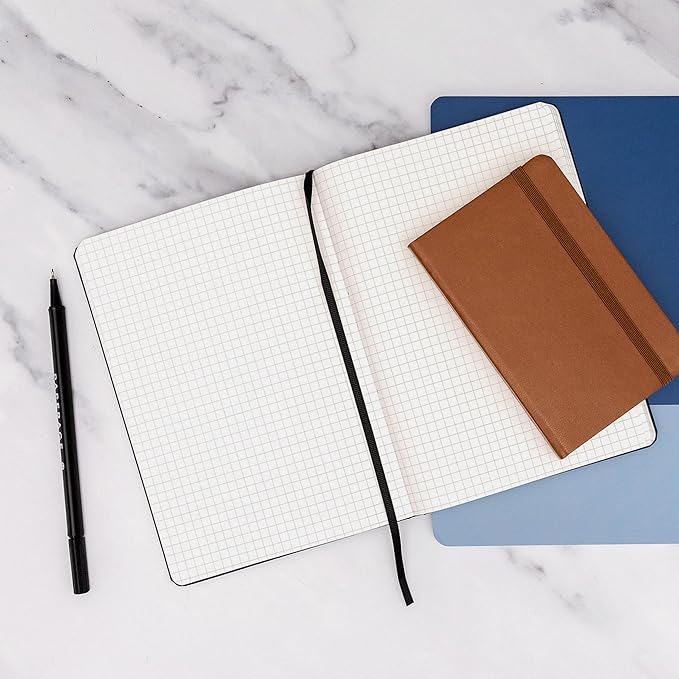 PAPERAGE Graph Paper Journal Notebook, (Lavender), 160 Pages, Medium 5.6 in x 8 in - 100 GSM Thick Paper – Hardcover Grid Notebook for Work or School