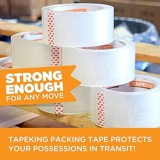 Tape King Clear Packing Tape - XL 110 Yards Per Roll (6 Rolls) - 1.88 Inch Wide Stronger & Thicker 2.7mil, Heavy Duty Adhesive Industrial Depot Tape for Moving Packaging Shipping, Office & Storage