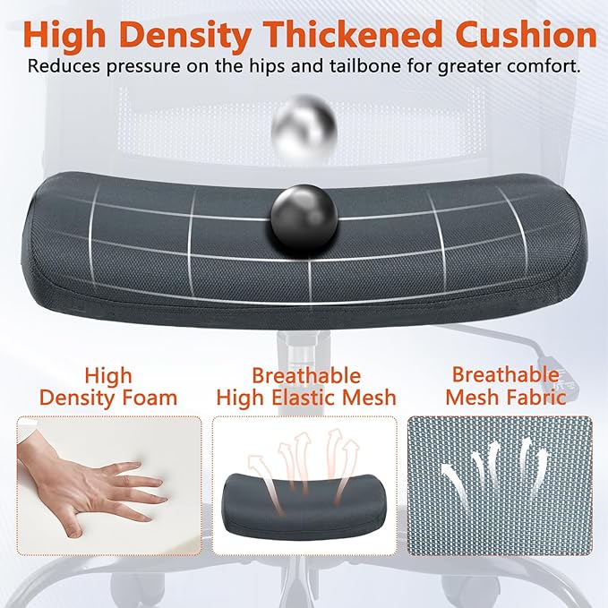 CLATINA Ergonomic Office Desk Chair - Mesh Office Chair with Adjustable Lumbar Support, Rolling Comfortable Computer Task Chairs with Arms for Home Conference-Gray, 2 Pack