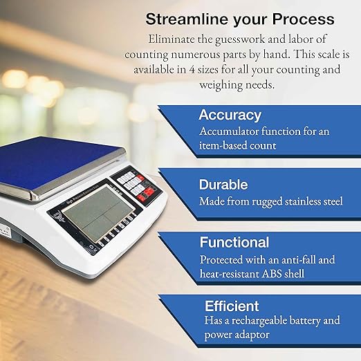 Industrial Counting Scale Digital Scale for Parts and Coins kg/g/lb Electronic Gram Scale Inventory Counting Scale Industrial Parts Coins Piece Counting Scale (30kg/66lb, 1g)