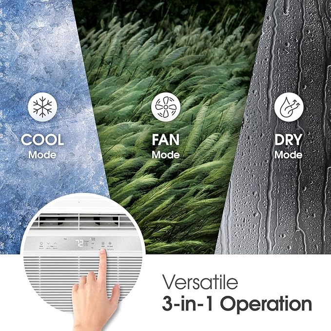 LG 6,000 BTU Window Air Conditioner, Cools 250 Sq.Ft. (10' x 25' Room Size), Quiet Operation, Electronic Control with Remote, 2 Cooling & Fan Speeds, 2-Way Air Deflection, Auto Restart, 115V