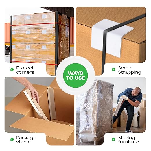 IDL Packaging 2” x 2” x 48” Black Cardboard Edge Protector (Pack of 200) - Corner Protectors for Shipping, Storage, & Moving – Reinforced Corner Guard Protection for Pallets, Wall Corners, & Furniture