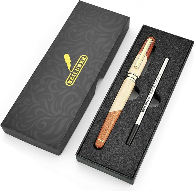 BEILUNER Luxury Wooden Ballpoint Pen Writing Set - Elegant Fancy Nice Gift Pen Set for Signature Executive Business Office Supplies - Gift Boxed with Extra Refills