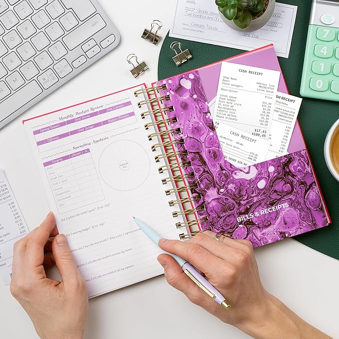 GoGirl Budget Planner & Monthly Bill Organizer – Monthly Financial Book with Pockets. Expense Tracker Notebook Journal, Compact (Hot Pink)