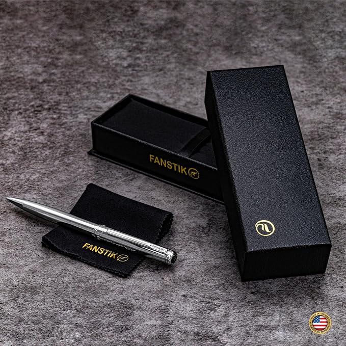 Silver Luxury ballpoint Pen (Made In USA) fancy gift set for women, Real 24K Gold Plating, Professional executive pen gift set for men (Lux BallPoint Silver)