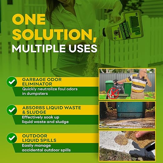 BEEST Dumpster Defender - 1.5lbs Outdoor Trash Can Deodorizer & Liquid Waste Absorber (Made in USA) Biodegradable Trash Can Odor Eliminator - Powerful Garbage Deodorizer for Always-Fresh Bins - 7 Cups