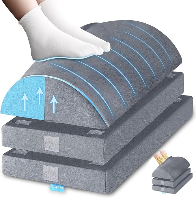 KAYFIA Foot Rest for Under Desk at Work XXL(20in) with 3 Adjustable Heights,Foot Stool with Supportive Gel Foam, Warmer Feet Pocket Footrest for Office Gaming Chair, for Leg Support -Gra