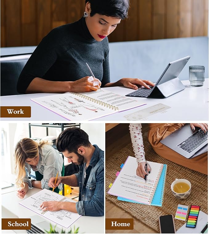 Graph Paper Notebook, Spiral Notebook Journal 8.5” x 11”, A4 Large Grid Notebooks for Women Men, 100 GSM Graph Paper, Plastic Hardcover Spiral Graphing Journals for Work School Engineerin, Purple