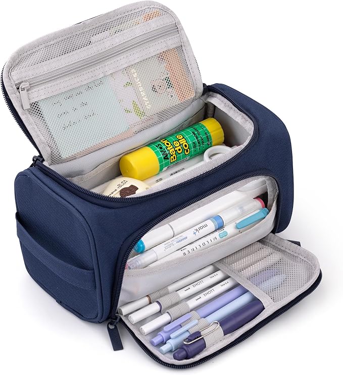HVOMO Big Capacity Pencil Case High Large Storage Pouch Marker Pen Case Travel Simple Stationery Bag School College Office Organizer for Teens Girls Adults Student(Blue)