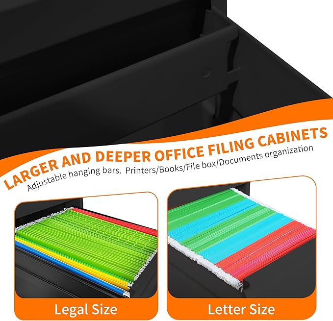 Metal File Cabinet with 2 Drawer Heavy Duty Home Office Steel Vertical Filing Lockable Cabinets for Legal/Letter Size,Assembly Required