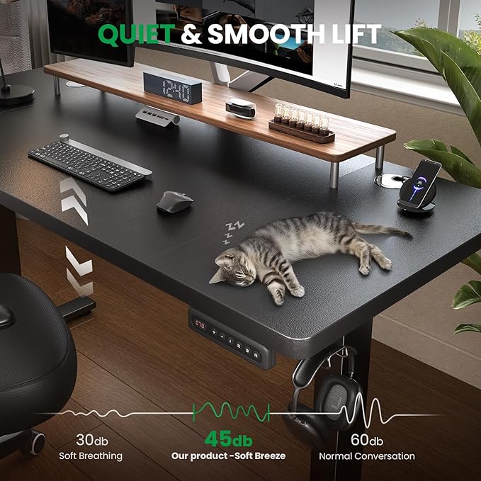 SIAGO Electric Standing Desk Adjustable - 55 x 24 Inch Sit Stand up Desk with Cable Management - 3 Memory Preset Adjustable Height Table