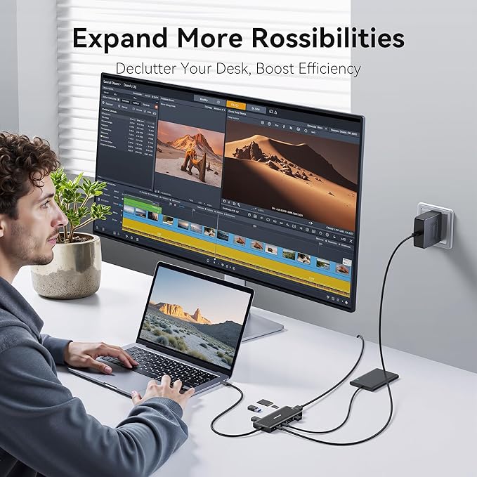 Hub Multiport Adapter for MacBook Pro/Air, 9 in 1 Accessories Mac USB C Dongle Dock Adapter with HDMI, SD/TF Card Reader, USB C Port, PD 100W and 4 USB for Dell XPS, Lenovo HP Laptops