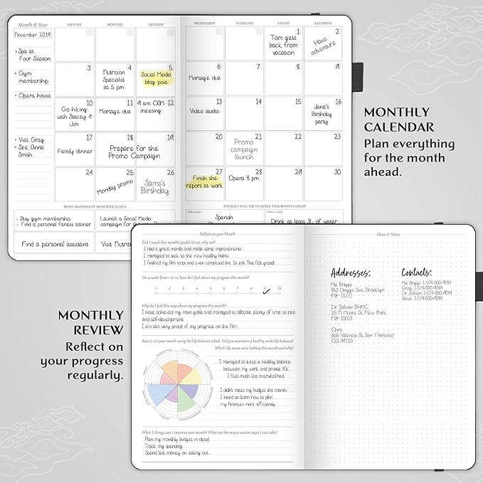 Legend Planner PRO – Deluxe Weekly & Monthly Life Planner to Increase Productivity and Hit Your Goals. Time Management Organizer Notebook – Undated – 7 x 10" Hardcover + Stickers – Black
