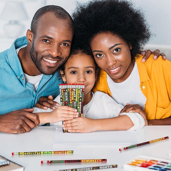 Cinrobiye 200 PCS Juneteenth & Black History Month Inspirational Wood Pencils with Eraser, Classroom Gifts, Bulk School Supplies, Kids Office Giveaways, Party Favors, Prizes