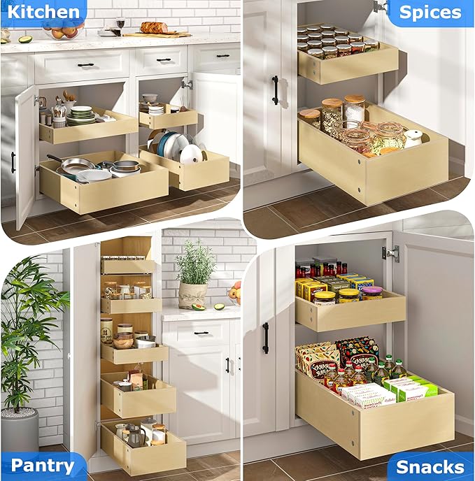 WelFurGeer Soft Close Pull Out Drawers for Cabinets, 23" W x 22" D Pull Out Cabinet Organizer, Bottom Mount Pull Out Drawer, Space-Saving Slide Out Drawers for Kitchen Cabinets for Home & Kitchen