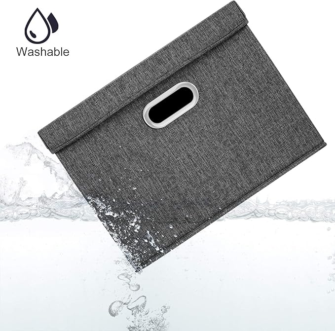 TYEERS Large Storage Bins with Lids, Collapsible, Washable, Fabric Storage Boxes for Organizing, 17.3x11.8x11.4 inches, 2 Pack, Black