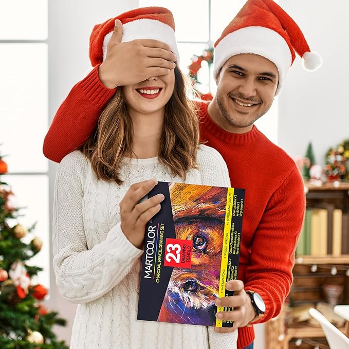 Charcoal Drawing Set, Set of 23, Graphite Pencils, Black & White Charcoal Pencils for Drawing, Sketching, Shading, Blending, Artist Pencils for Beginners & Pro Artists 