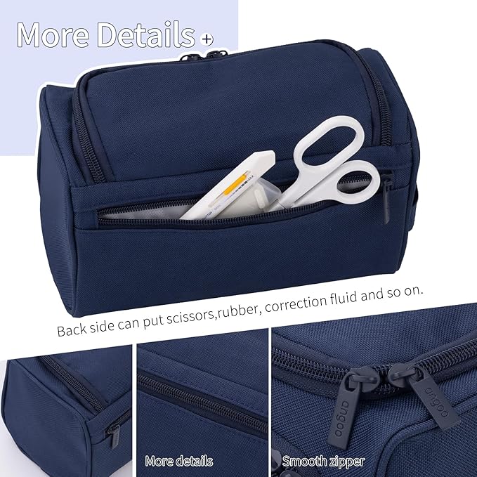 HVOMO Big Capacity Pencil Case High Large Storage Pouch Marker Pen Case Travel Simple Stationery Bag School College Office Organizer for Teens Girls Adults Student(Blue)