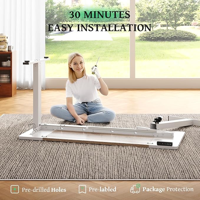SIAGO Electric Standing Desk Adjustable - 63 x 24 Inch Sit Stand up Desk with Cable Management - 3 Memory Preset Adjustable Height Table