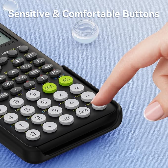 Scientific Calculator for Students, 991 MS Science Calculator for Middle and High School Supplies Calculator with Cover (Black)