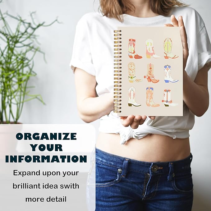 BearCake Orange Cowgirl Boot Notebook, Cowgirl Stuff, Cowgirl Gifts, Western Office Supplies, Western Stuff for Women, Boho Western Notebook Journal 5.5x8.3