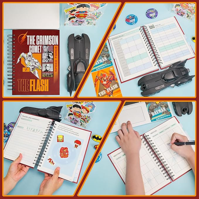 Cool Hero Academic Planner, Weekly Monthly Daily Agenda, Custom Date Organizer for Junior,Senior Students, Spiral Bound Notebook with Colorful Tabs,Datebooks for Time Management (Red and Yellow)