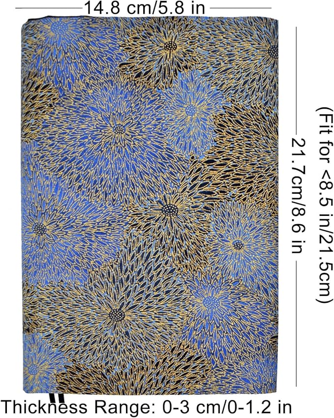 BLBMH A5 Book Covers for Paperbacks Fit for 5.5x8.5 inch Adjustable Book Sleeve Cover for Women Over 15 Soft Cloth Protector for Notebook Journal - Chrysanthemum