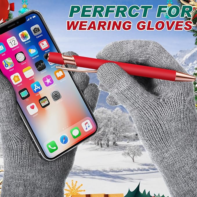 Tenare 12 Pieces 2 in 1 Stylus Metal Ballpoint Pen with Stylus Tip, 1.0 mm Black Ink Ballpoint Pen for Touch Screens(Red and Green)