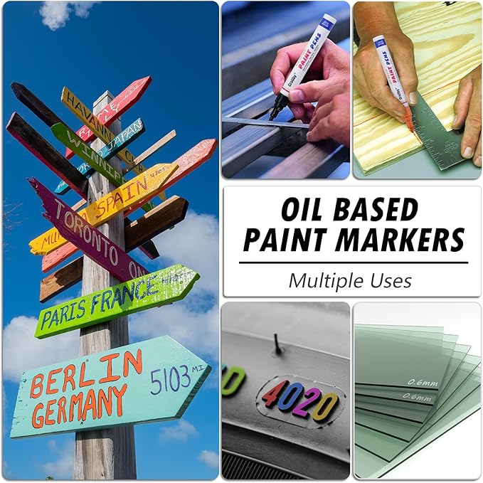 Purple Paint Markers, 3 Pack Oil-Based Waterproof Quick Dry Permanent Paint Pen Set for Rocks Painting, Wood, Fabric, Plastic, Canvas, Glass, Mugs, Metal, Tire, Stone, DIY Craft