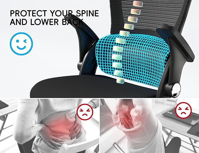 TRALT Office Chair - Ergonomic Office Chair with Back Support, Computer Chair - Home Office Desk Chairs, 330lbs Wide Seat Big and Tall Office Chairs with Headrest, Comfy Desk Chairs (Black)