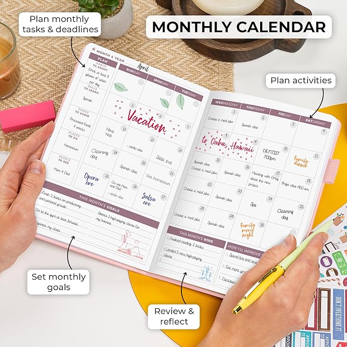 Clever Fox Planner 2nd Edition – Colorful Weekly & Monthly Goal Planner, Time Management & Productivity Organizer, Undated, A5 (Rose Gold)