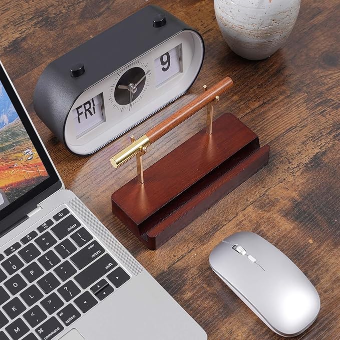 Pen Holder Desk Organizers and Accessories Desk Decor ,Exquisite Wooden Pen Holder ,with a Cool Pen and Two Refills for Office and Home (Style A)