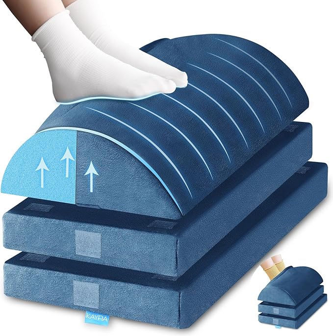 KAYFIA Foot Rest for Under Desk at Work XXL(20in) with 3 Adjustable Heights,Foot Stool with Supportive Gel Foam, Warmer Feet Pocket Footrest for Office Gaming Chair, for Leg Support -Blue