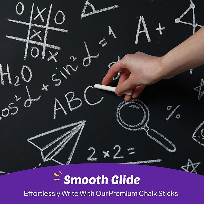 kedudes White Chalk - Chalkboard Chalk for Classrooms and Home - 24 Sticks of Dustless Chalk - Smooth Writing, Easy Cleanup - Suitable for Kids, Teachers, and Creative Spaces - 2 Boxes