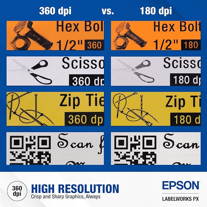 LABELWORKS Epson LW-PX800 Industrial Wireless Label Maker - Desktop Label Printer Compatible with Large Variety of Tape Types