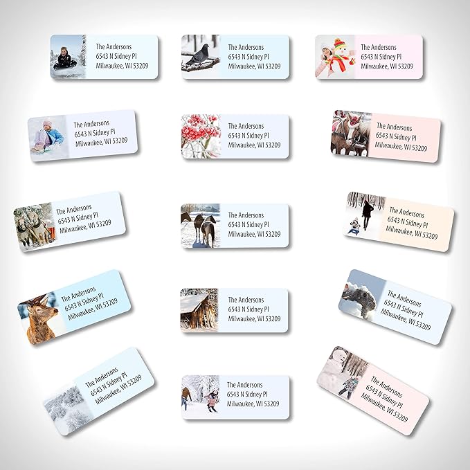 Customized Personalized Winter Holiday Address Labels - Made in The USA by Kenco (250 Labels, Winter)