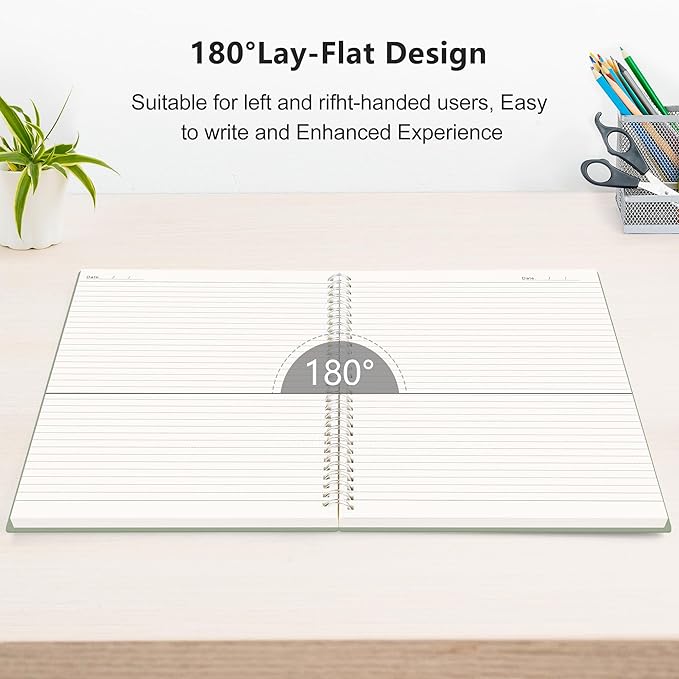 RETTACY Spiral College Ruled Notebook, 300 Pages, A4 Large Size (8.2" x 11.2"), for School, Work, Writing, Journaling, 100 GSM Thick Paper, Flexible Plastic Cover (Yellow)