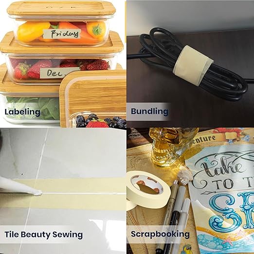 60 Rolls General Purpose Masking Tape 0.7 Inches x 60 Yards, Beige White Painters Tape for Painting, Labeling, DIY Arts Crafts, Home Office School Projects