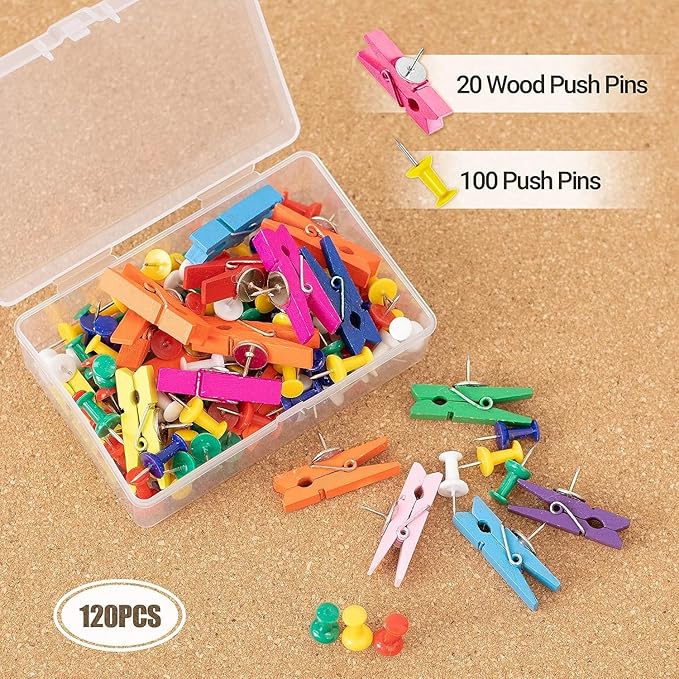 AKTOP Cork Board Bulletin Board 12x12, 1/2" Thick Cork Board Tiles 9 Pack, Small Square Pin Board for Wall, Self Adhesive Corkboards with 120 Push Pin Wood Clips for School, Home & Office