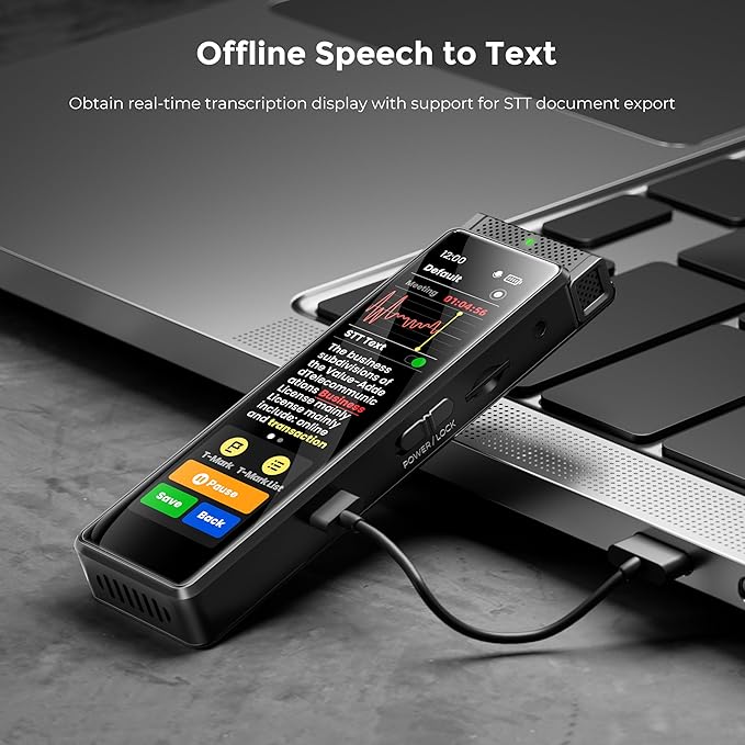 136GB Digital Voice Recorder with Playback, Innioasis R1 Full Touchscreen Voice Recorder with AI Intelligent Transcription and Bluetooth, Voice Activated Sound Audio Recorder Device with Mic (Black)