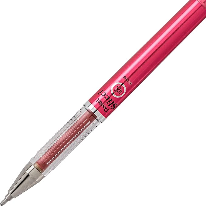 Pentel Arts Slicci Metallic 0.8 mm Needle Tip Gel Pen, Metallic Red Ink, Box of 12 (BG208-MB)