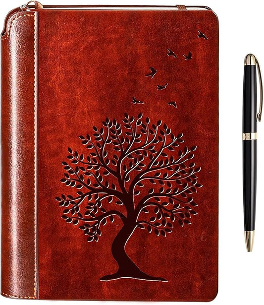 SETTINI® Tree of Life Journal Gift Set - Hardcover Vegan Leather, Unique Pen Holder, Lined, 192 Pages, 6 x 8.5 inches - Includes Pen for Writing and Travel - Birthday Gift