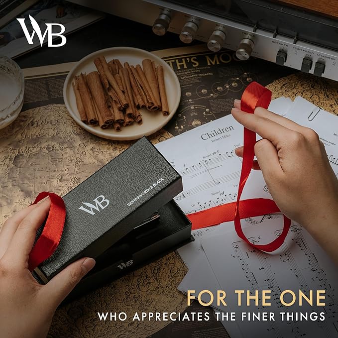 Wordsworth and Black Ballpoint Pen Red Lacquer- Stunning Luxury Pen Chrome Finish, Ink Refill, Best Gift Set for Men & Women, Refillable, Elegant, Nice Pens, Fine Point