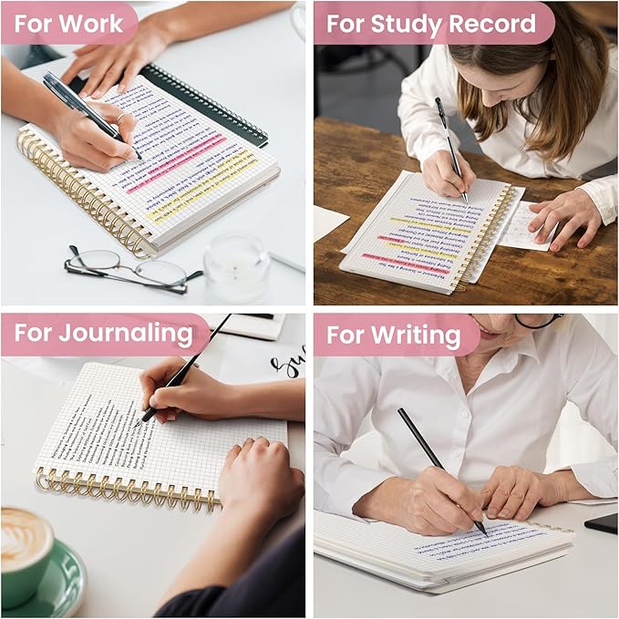 Spiral Graph Paper Notebook Journal for Work, 300 Pages, Thick B5 (7.1"x10") Grid Journals for Women & Writing, Hardcover Notebook for Note Taking, Perfect for Work School Note Taking Business, Floral