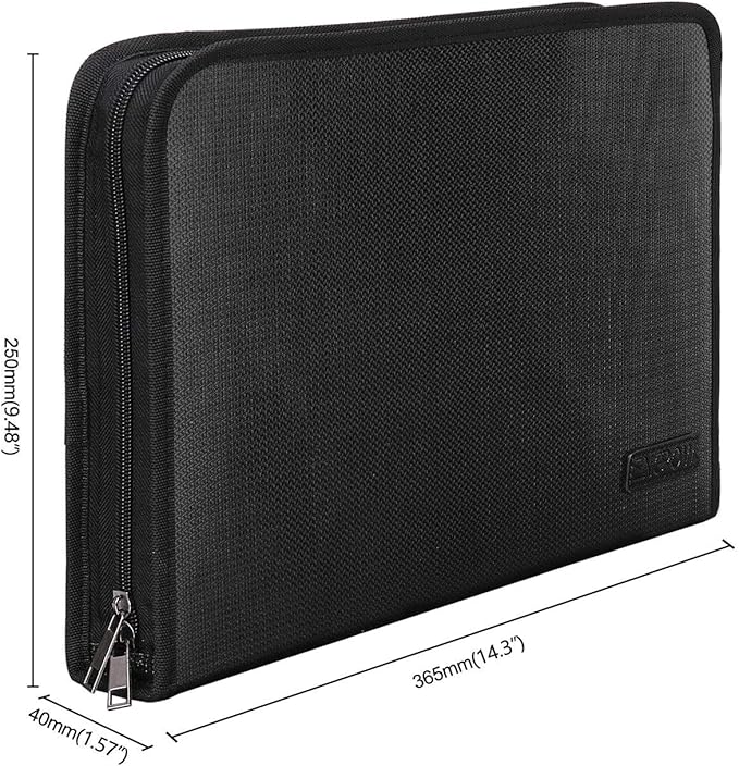 Expanding File Folder Important Document Organizer Fireproof & Waterproof Document Bag with A4 Size 3 Pockets Zipper Closure Non-Itchy Silicone Coated Portable Filing Wallet Pouch(14.3inx9.8inx1.6in)