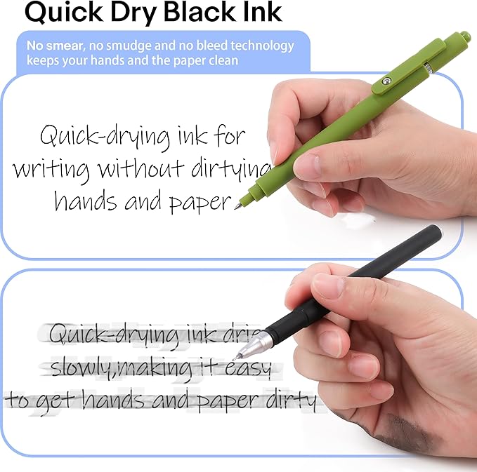 RIANCY Gel Pens, 0.5mm Black Ink Quick Dry Ball Point Pens, Fine Point Smooth Writing Retractable Pens, Cute Aesthetic Gifts Set for Men Women Journaling, Office School Stationery Supplies Pack of 5