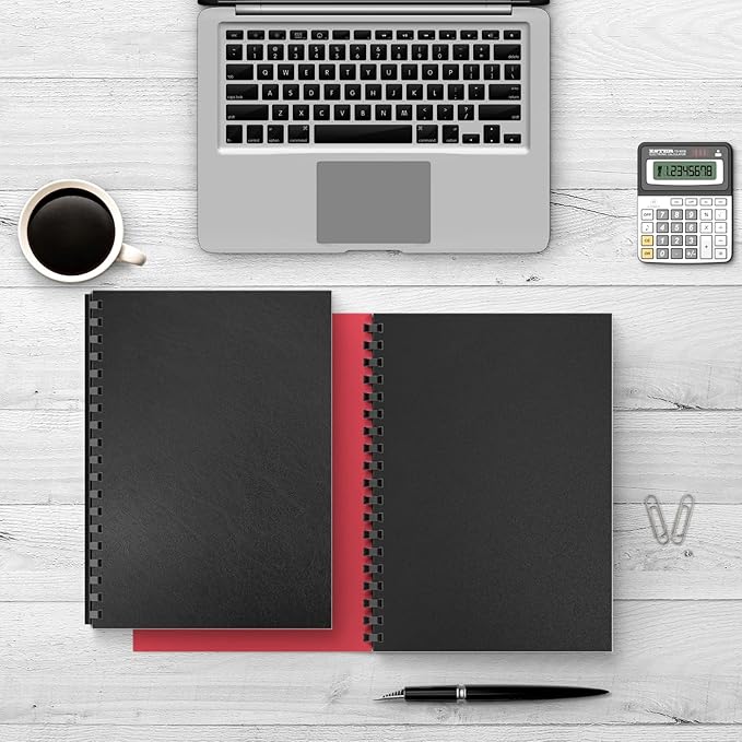 Binditek 50 Pack 12 Mil Leather-Textured Midweight Polycovers, Plastic Binding Presentation Covers, 8-1/2 x 11" Letter Size, Square Corners, Un-Punched, Black